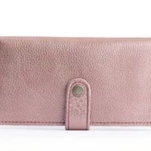 Portland Leather Pink Pebbled Snap Wallet